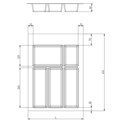 Wkład na sztućce do szuflady AxiSpace Organizer 80 Czarny GTV