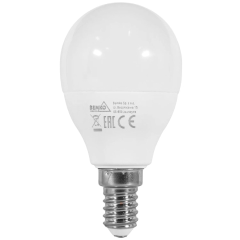 Żarówka LED E14 7.5W 760LM 6500K Kulka Bemko