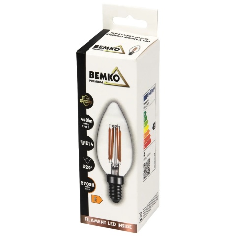Żarówka LED E14 C35 6W 700LM 2700K FILAMENT Bemko