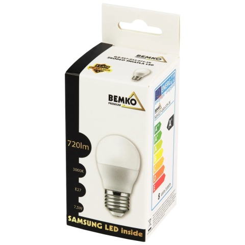 Żarówka LED E27 7.5W 760LM 6500K Kulka Bemko