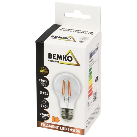 Żarówka LED E27 A60 12W 1700LM 4000K FILAMENT Bemko