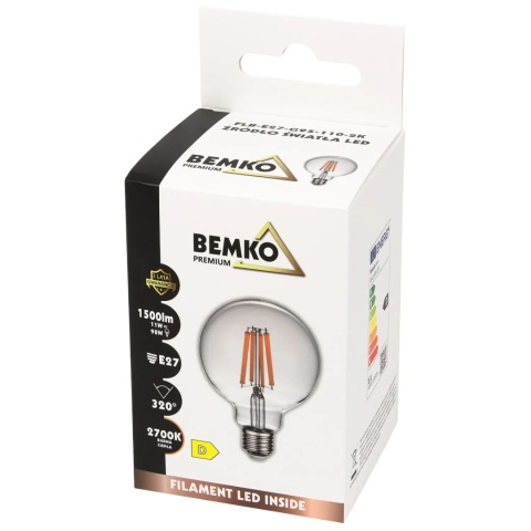 Żarówka LED E27 G95 11W 1500LM 2700K FILAMENT Bemko