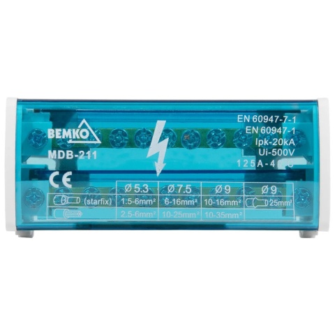 Blok rozdzielczy mostek łączeniowy 22 zaciski 2×11 BEMKO