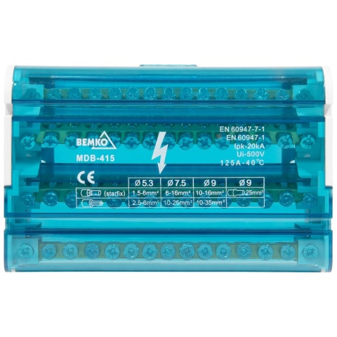 Blok rozdzielczy mostek łączeniowy 60 zacisków 4×15 BEMKO