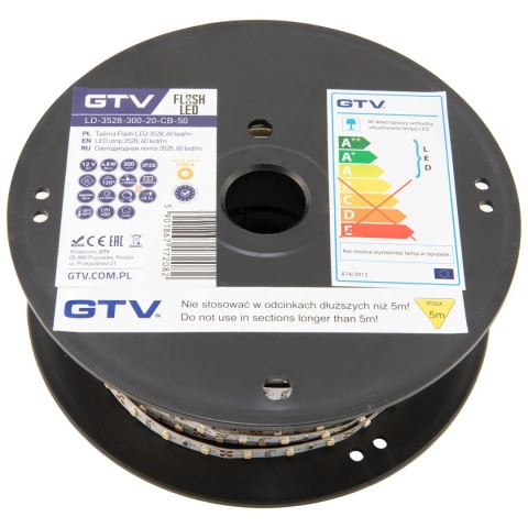 Taśma LED 3528-300 biały ciepły 12V 50m IP20 GTV