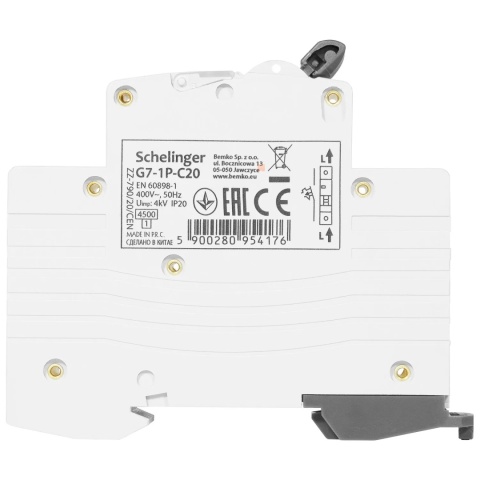 Wyłącznik bezpiecznik nadprądowy 1P C20A BEMKO