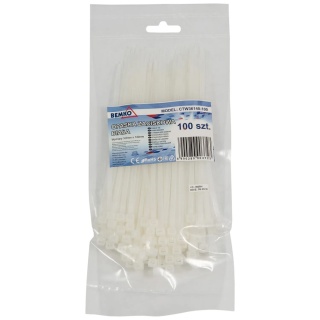 Opaski zaciskowe trytytki 3.6x140mm Białe 100szt BEMKO