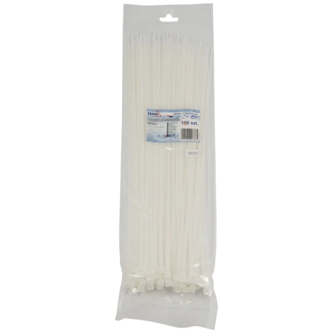 Opaski zaciskowe trytytki 4.8x370mm Białe 100szt BEMKO