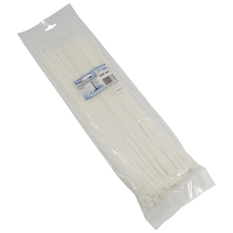 Opaski zaciskowe trytytki 4.8x370mm Białe 100szt BEMKO