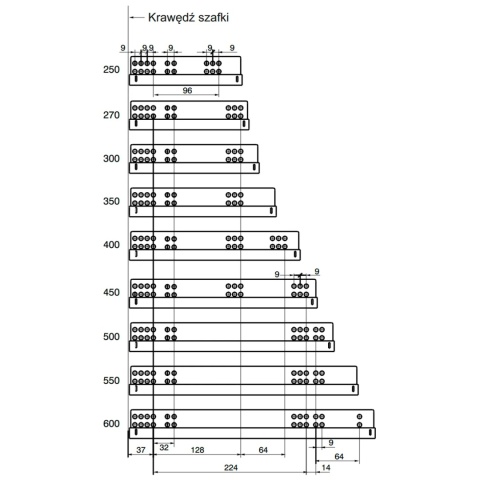 Prowadnica do szuflad CB50TS L-300 PUSH TO OPEN AMIX