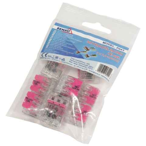 Szybkozłączki na drut 3x4mm P043 10szt BEMKO