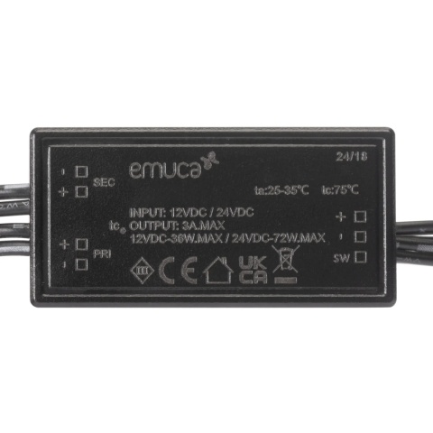 Włącznik Smart touch/dimmer DOUBLE do opraw LED 12V/24V DC Czarny Emuca