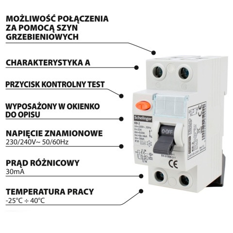 Wyłącznik różnicowoprądowy A 2P 25A 30mA BEMKO
