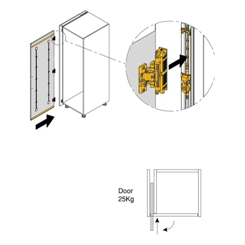 Podstawowy komplet okuć Concepta3 do drzwi przesuwnych LEWY 25kg Emuca