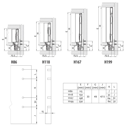 Szuflada ULTRA BOX H-167mm L-400mm Wysoka grafit REJS
