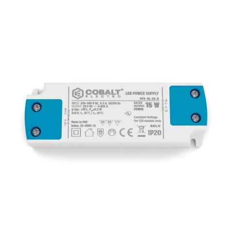 Zasilacz montażowy CobaltElectro do taśm LED 24V 15W IP20 PFV-15-24-B