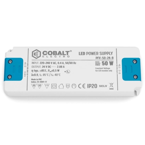Zasilacz montażowy CobaltElectro do taśm LED 24V 50W IP20 PFV-50-24-B