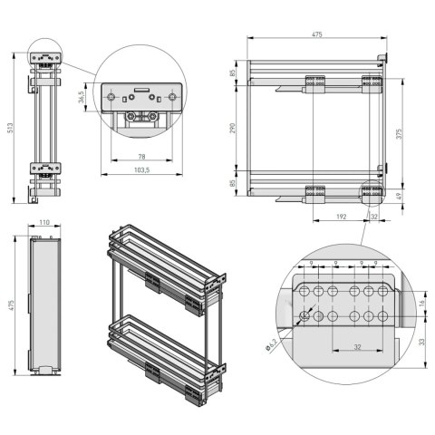 Kosz Cargo MovixPro 15 2P boczny lewy Antracyt GTV