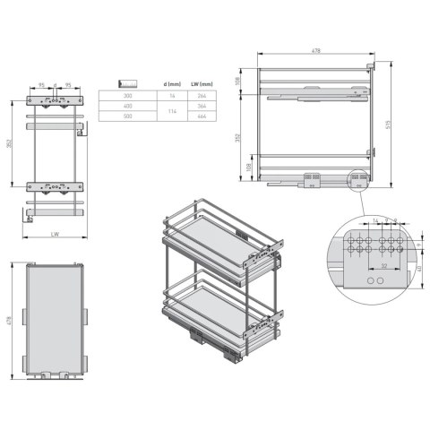 Kosz Cargo MovixPro 40 2P boczny Antracyt GTV