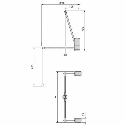 Pantograf wieszak opuszczany do ściany HANG 600-830mm Czarny EMUCA