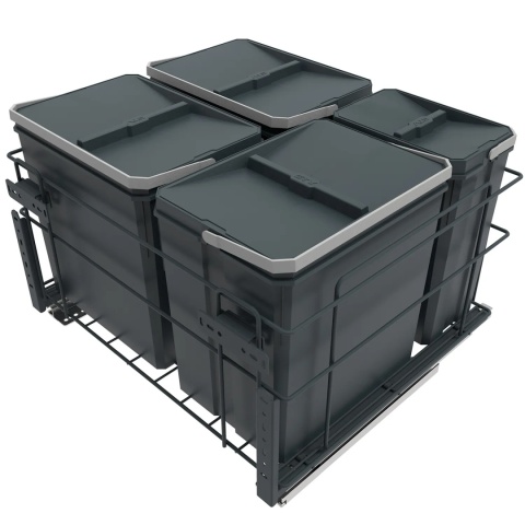 Sortownik kosz na śmieci do szafki 60cm 3x15L 1x6L Grafit