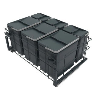 Sortownik kosz na śmieci do szafki 80cm 3x15L 3x6L Grafit