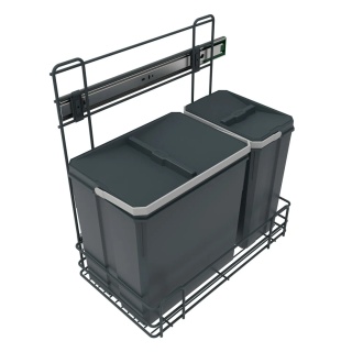 Sortownik kosz na śmieci do szafki boczny 1x15L 1x6L Grafit
