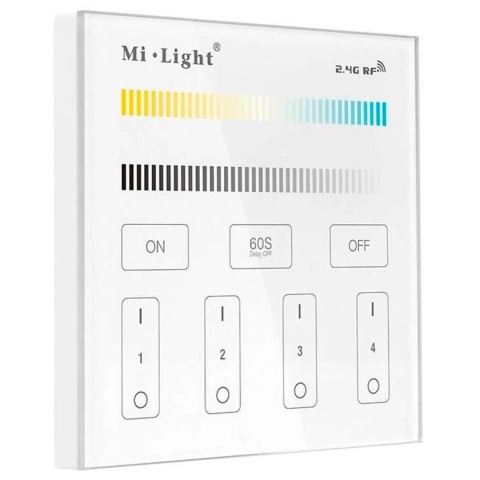 Sterownik LED Mi-LIGHT FUT-T2 panel naścienny pilot 4-strefowy do LED 230V RF 2.4G CCT Biały