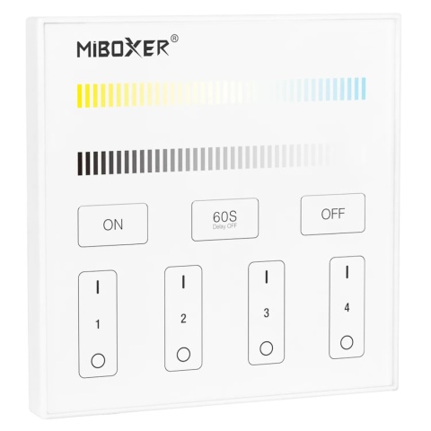 Sterownik LED Mi-LIGHT FUT-T2 panel naścienny pilot 4-strefowy do LED 230V RF 2.4G CCT Biały