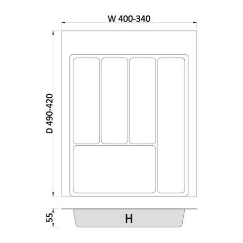Wkład na sztućce do szuflady Organizer MAX 45 Biały Rejs