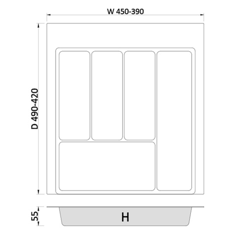 Wkład na sztućce do szuflady Organizer MAX 50 Biały Rejs