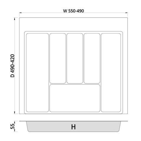 Wkład na sztućce do szuflady Organizer MAX 60 Grafit Rejs