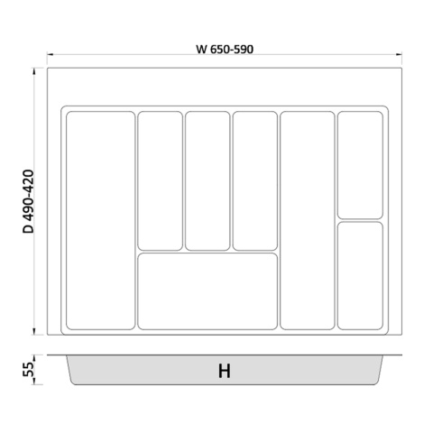 Wkład na sztućce do szuflady Organizer MAX 70 Grafit Rejs
