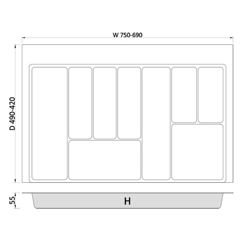 Wkład na sztućce do szuflady Organizer MAX 80 Biały Rejs