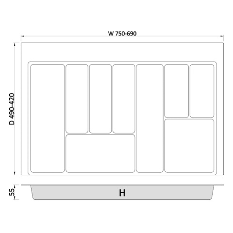 Wkład na sztućce do szuflady Organizer MAX 80 Grafit Rejs