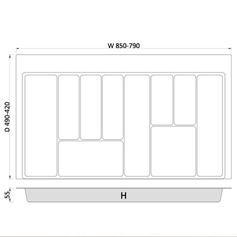 Wkład na sztućce do szuflady Organizer MAX 90 Grafit Rejs
