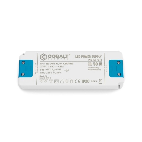 Zasilacz montażowy CobaltElectro do taśm LED 12V 50W IP20 PFV-50-12-B