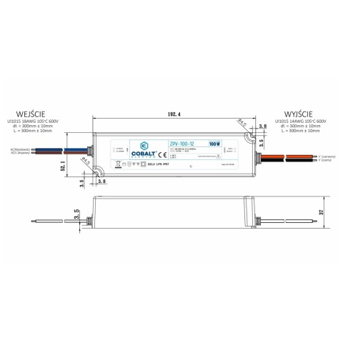 Zasilacz montażowy hermetyczny Cobalt Electro do taśm LED 12V 100W IP67 ZPV-100-12