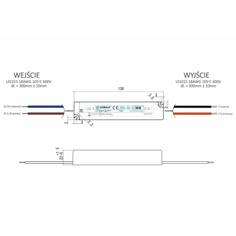 Zasilacz montażowy hermetyczny Cobalt Electro do taśm LED 12V 10W IP67 ZPV-10-12