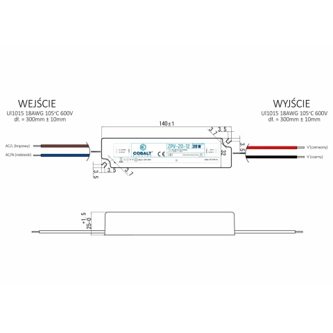 Zasilacz montażowy hermetyczny Cobalt Electro do taśm LED 12V 20W IP67 ZPV-20-12