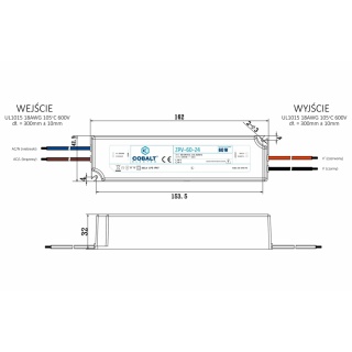 Zasilacz montażowy hermetyczny Cobalt Electro do taśm LED 24V 60W IP67 ZPV-60-24