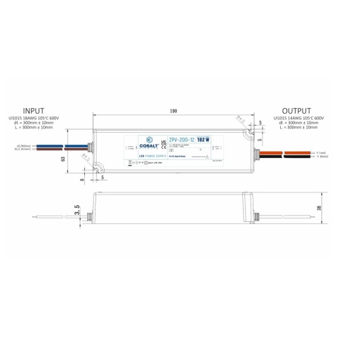 Zasilacz montażowy hermetyczny Cobalt Electro do taśm LED 24V 200W IP67 ZPV-200-24