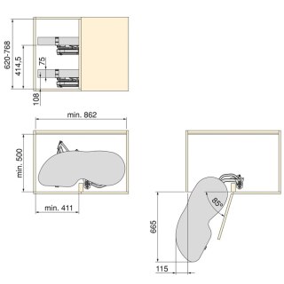 Cargo Magic Corner LAKE 900mm Nerka Harmony LEWY Antracyt