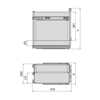 Kosz Cargo Boczne na pieczywo HARMONY Antracyt do szafki 30 Emuca
