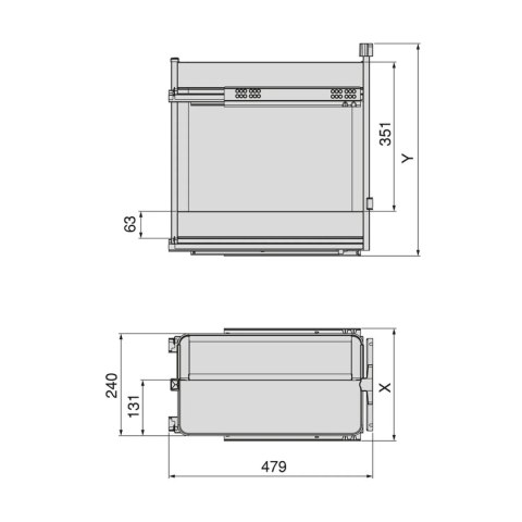 Kosz Cargo Boczne na pieczywo HARMONY Antracyt do szafki 30 Emuca