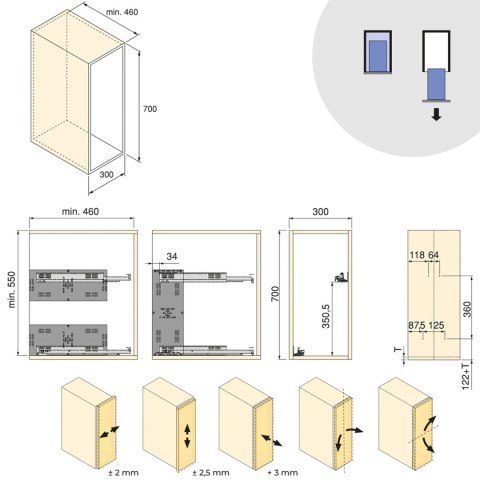 Kosz Cargo Boczne na pieczywo HARMONY Antracyt do szafki 30 Emuca