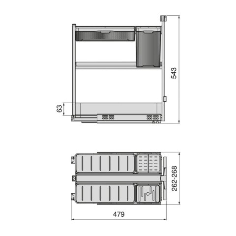 Kosz Cargo Dolne z koszykami HARMONY Antracyt do szafki 30 Emuca