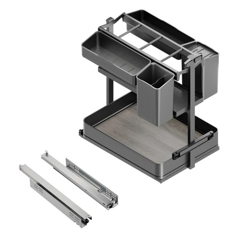 Kosz Cargo Dolne z koszykami HARMONY Antracyt do szafki 40 Emuca