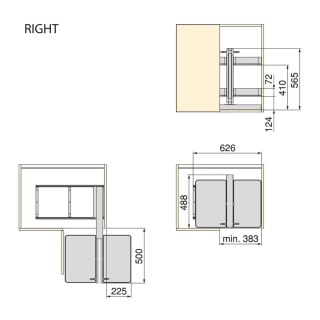 Kosz Cargo Magic Corner uniwersalny do szafki 800mm domyk Harmony Antracyt