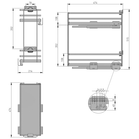 Kosz Cargo MovixPro 25 2P boczny Biały Chrom GTV